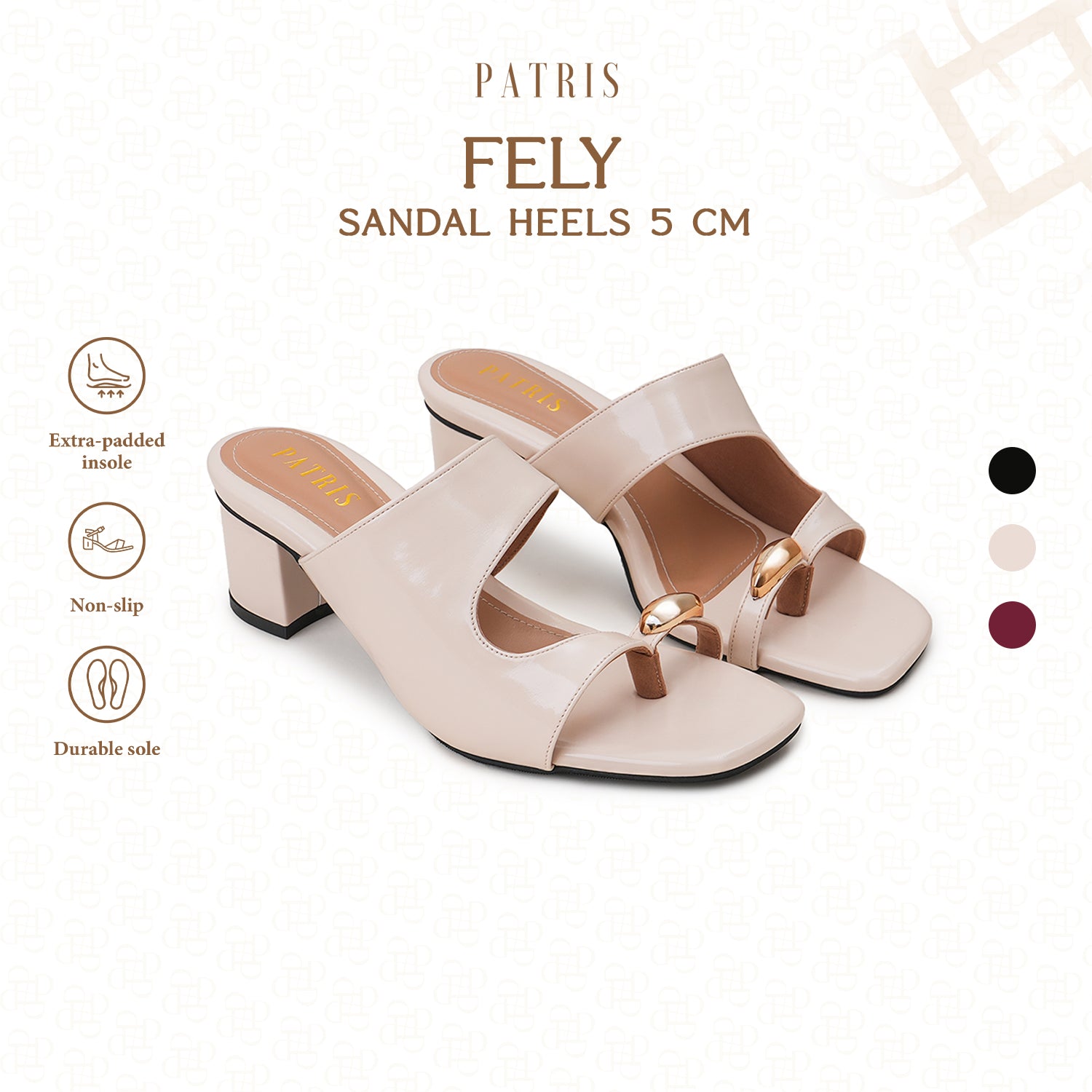 PATRIS Fely Sandal Wanita Heels / Hak 5 Cm