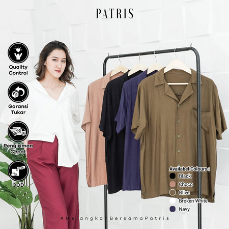 Patris - Shea Atasan  Kemeja Rayon Short Sleeve | Kemeja Wanita | Kemeja Lengan Pendek | Korea Sytle | Daily Wear