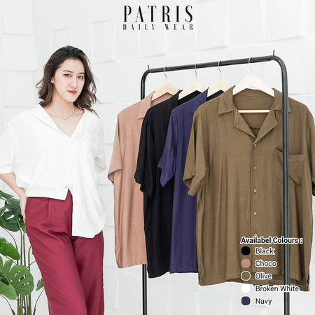 Patris - Shea Atasan  Kemeja Rayon Short Sleeve | Kemeja Wanita | Kemeja Lengan Pendek | Korea Sytle | Daily Wear